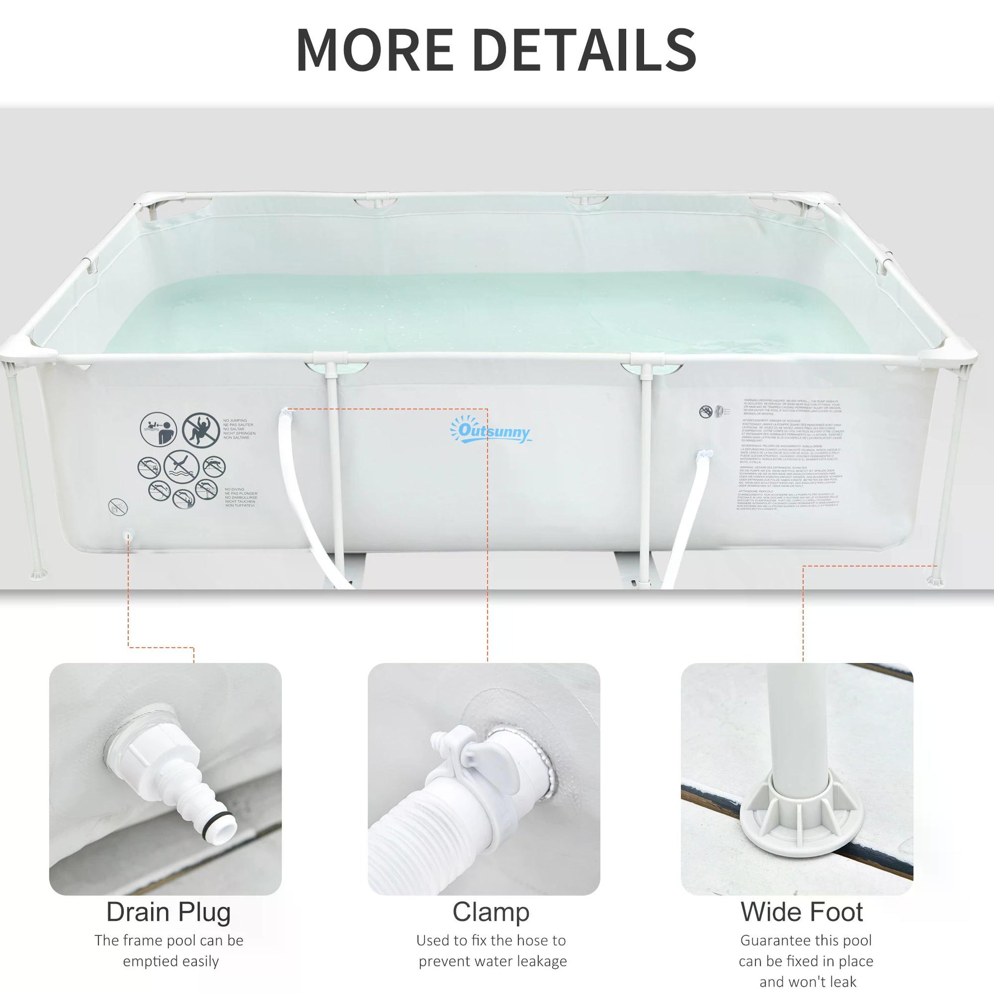 Outsunny 292cm x 190cm Grey Steel Frame Above Ground Pool with Filter Pump & Cartridge - Rust Resistant Design for Ultimate Summer Fun - ALL4U RETAILER LTD