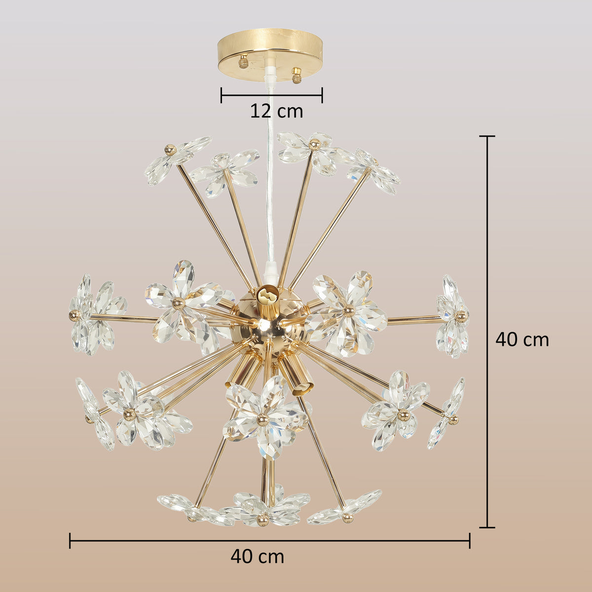HOMCOM Crystal Flower Ceiling Chandelier With Adjustable Height