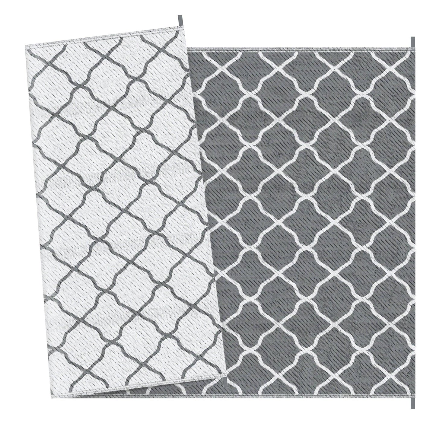 Outsunny Reversible Waterproof Outdoor Rug W/ Carry Bag, 182 x 274 cm, Grey - ALL4U RETAILER LTD