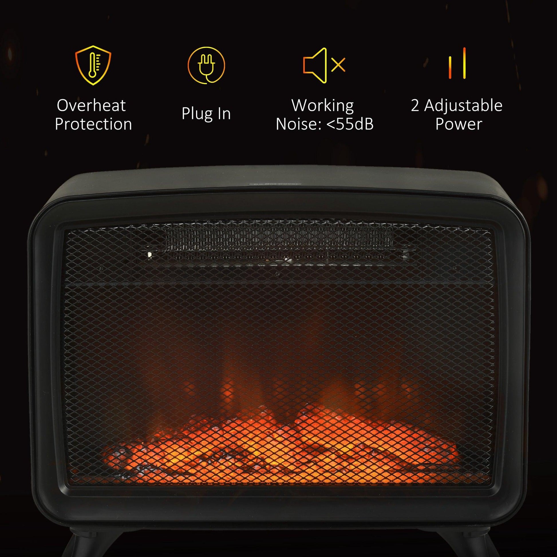 HOMCOM Electric Fireplace Stove, Freestanding/Tabletop, LED Flame Effect - ALL4U RETAILER LTD