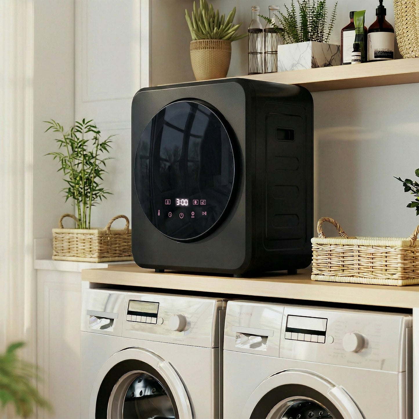 HOMCOM Vented Tumble Dryer 4 Kg Front Tumble Dryer 800W Compact Freestanding Black With Stainless Steel Drum
