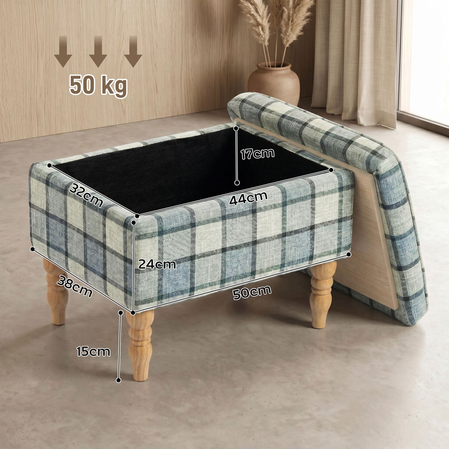 Homcom Linen Fabric Upholstered Storage Ottoman With Removable Top And Hidden Space Grey