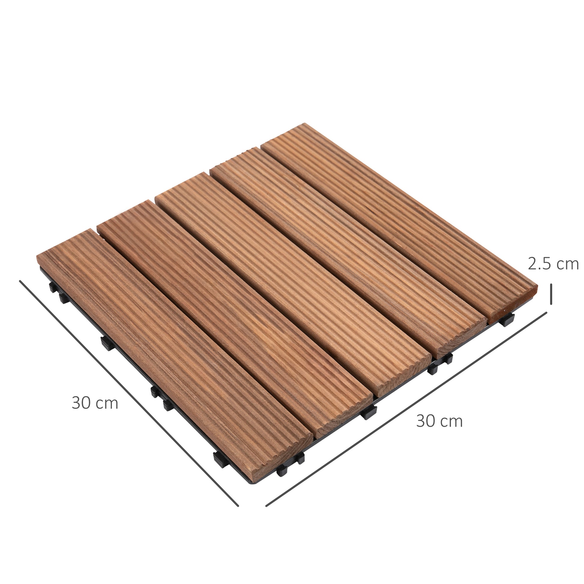 Outsunny 27-Piece Solid Wood Interlocking Deck Tiles for Indoor and Outdoor Use - ALL4U RETAILER LTD