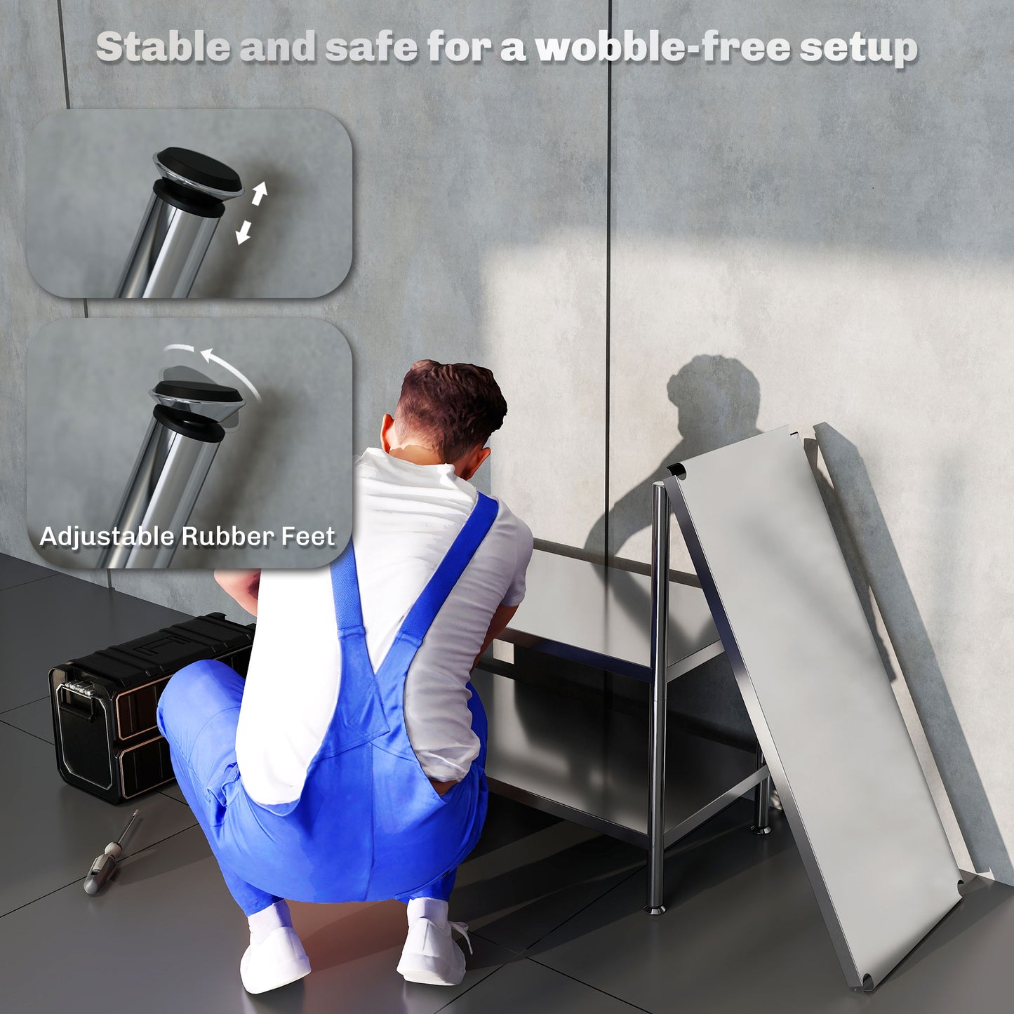 HOMCOM 3-Tier Bakers Rack With Storage Stainless Steel Microwave Stand Adjustable Shelves For Small Spaces Silver Tone