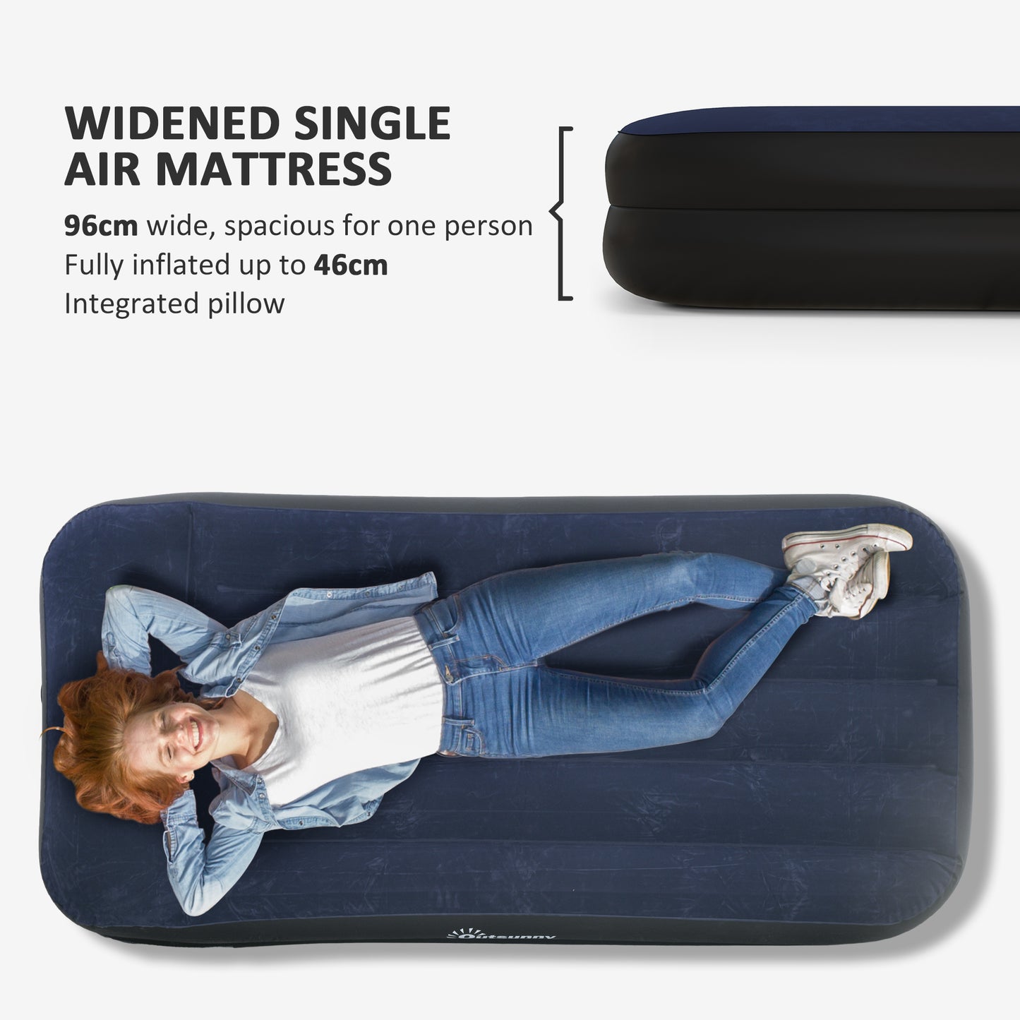 Outsunny Portable Single Air Mattress with Integrated Electric Pump and Carrying Bag - ALL4U RETAILER LTD