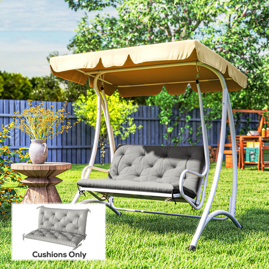 Outsunny 2 Seater Bench Pad Garden Chair Cushion With Back And Ties For Indoor And Outdoor Use 98 x 100 cm Light Grey
