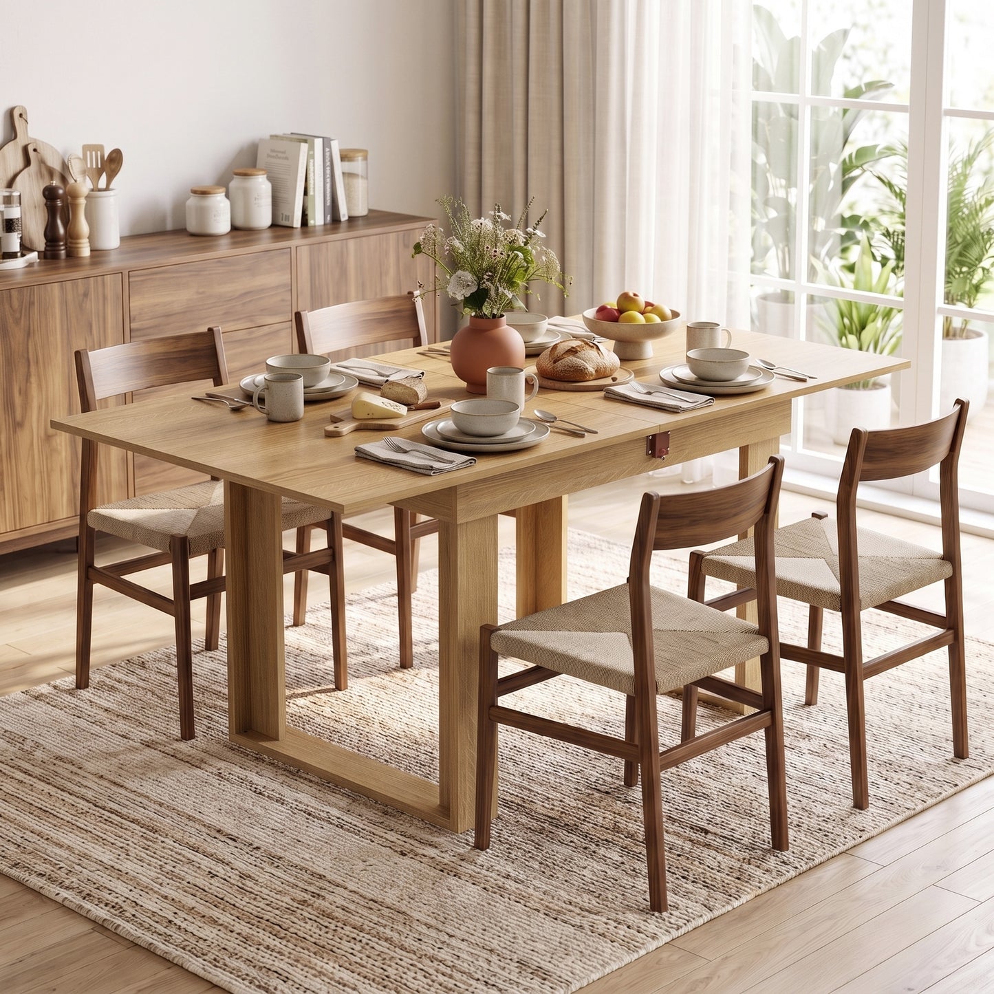 Homcom Folding Dining Table With Under Storage And Oak Effect Extension