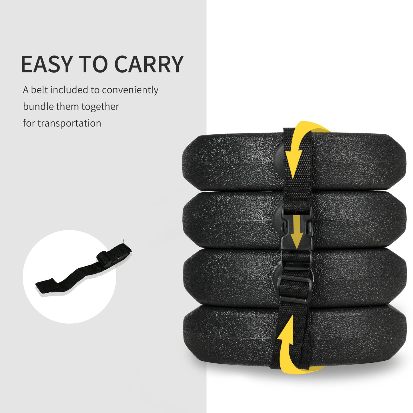 Outsunny Heavy-Duty Canopy Weights Set of 4, 12KG Stabilizing Weights with Reinforcement Pins & Carry Belt for Tents and Marquees - ALL4U RETAILER LTD