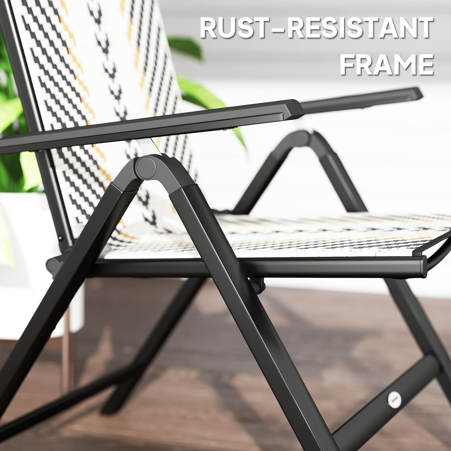 Outsunny Set Of Two Rattan Reclining Garden Chairs Multicolour Folding Adjustable Backrests Patio Lounge