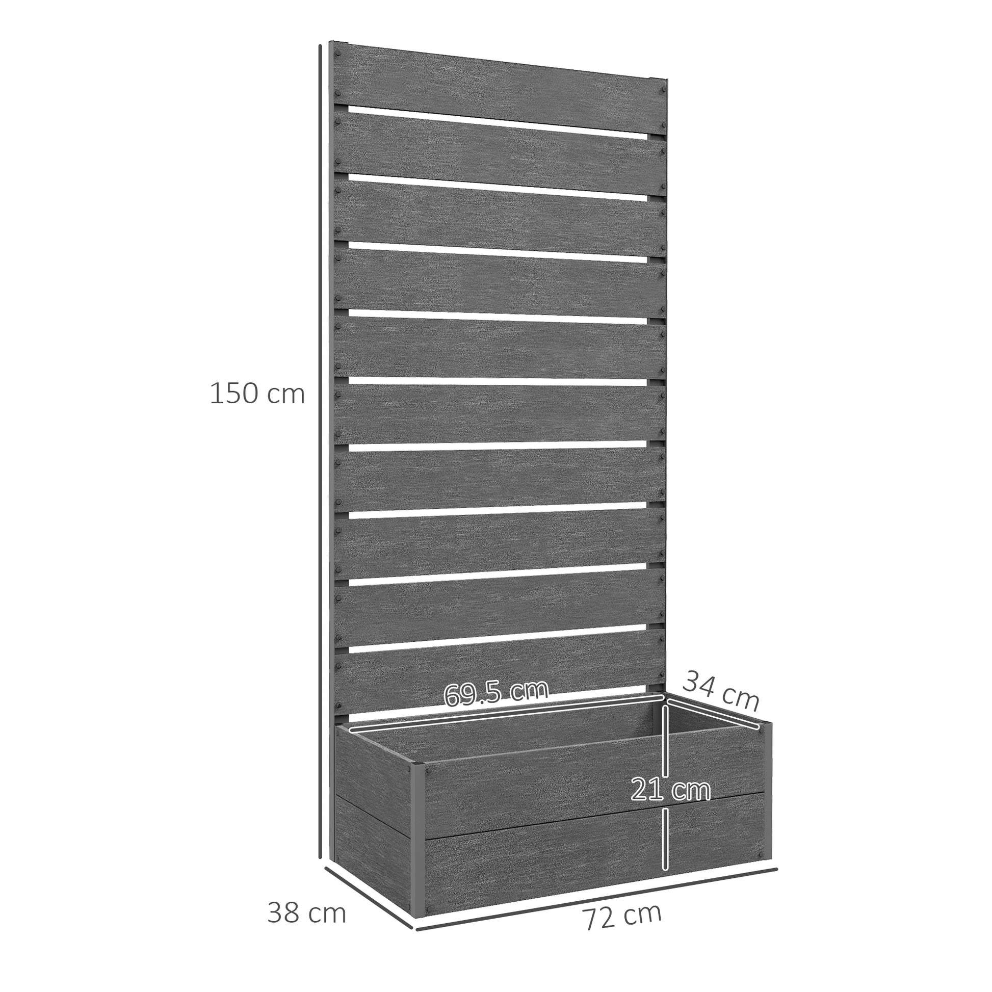 Outsunny Freestanding Raised Garden Planter with Trellis for Climbing Plants and Vines, Durable Outdoor Planter Box - ALL4U RETAILER LTD