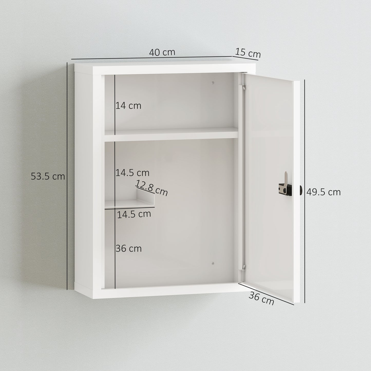 HOMCOM Wall Mount Medicine Cabinet With Combination Lock And Three Tier Storage White