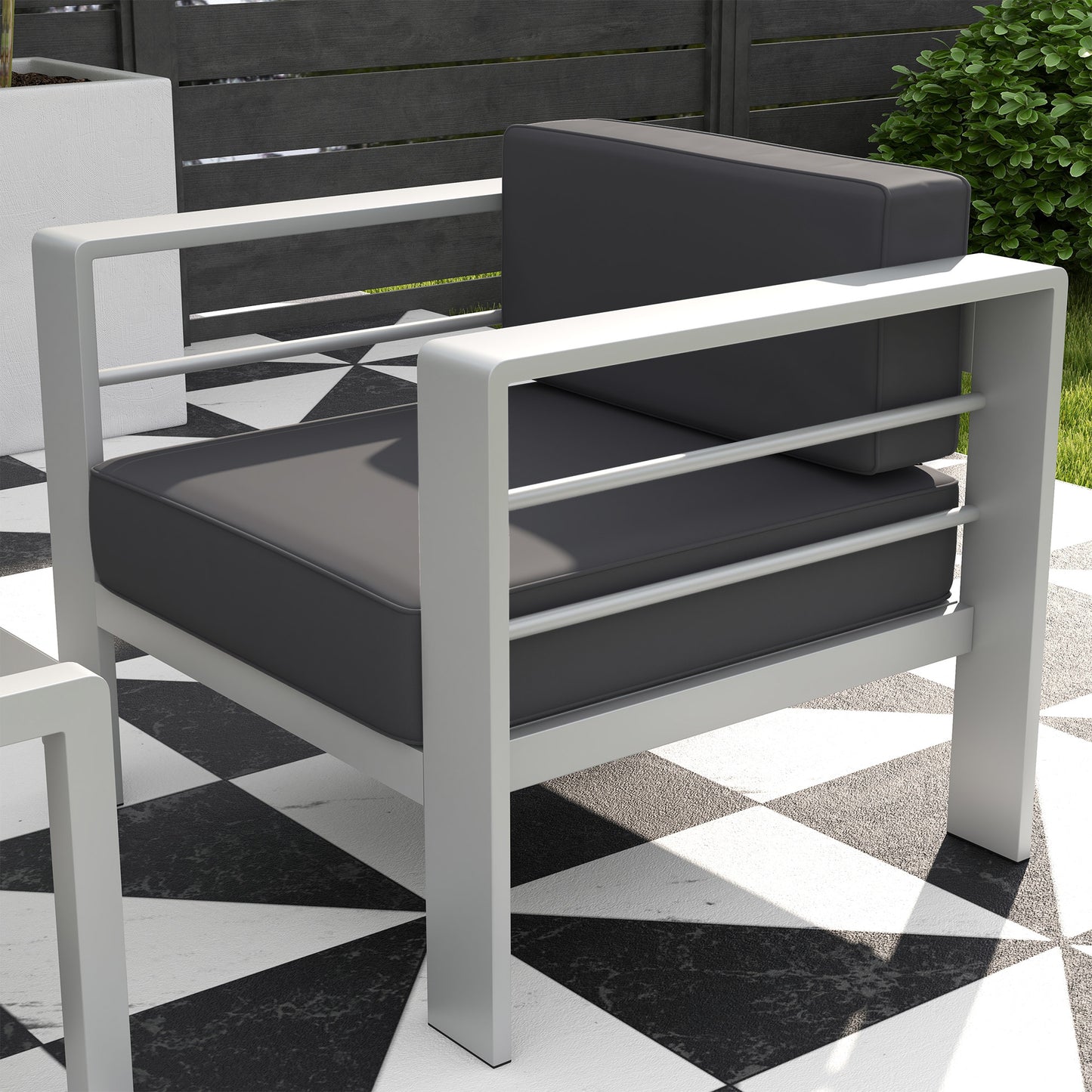 Outsunny Stylish Five-Piece Aluminium Outdoor Sofa Set with Glass-Top Table - Light and Dark Grey - ALL4U RETAILER LTD