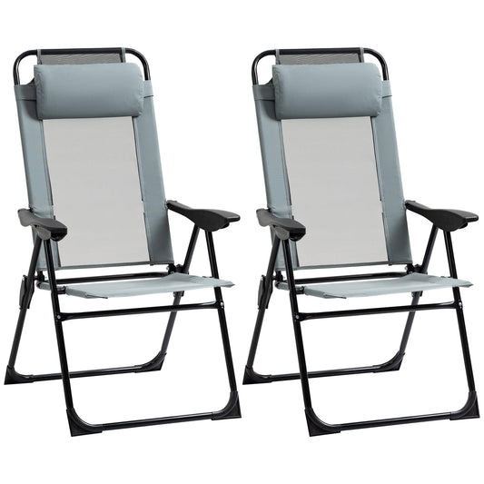 Outsunny Portable Folding Recliner Chair Grey - ALL4U RETAILER LTD