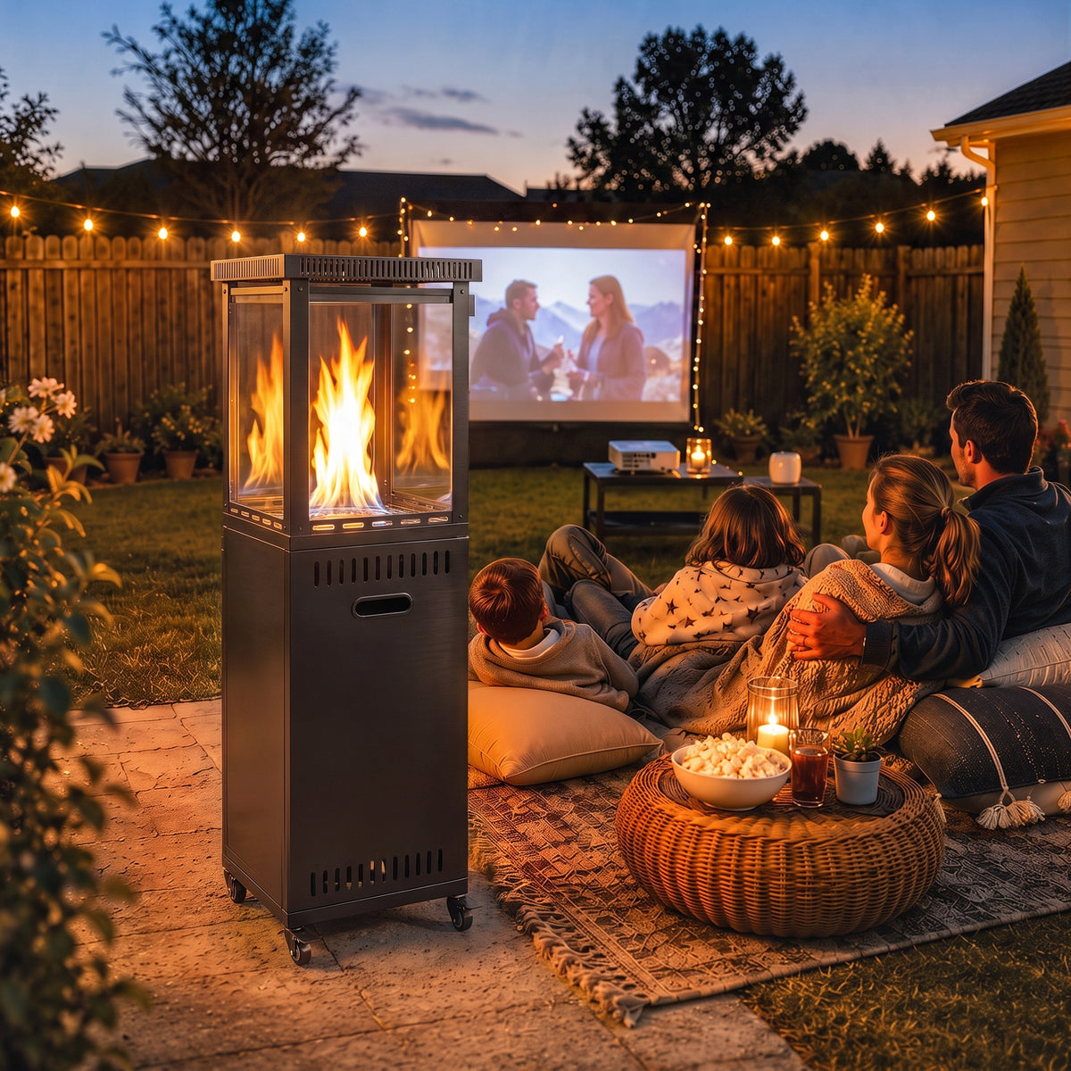 Outsunny Portable 13 kW Propane Patio Heater with Wheels and Heat Control