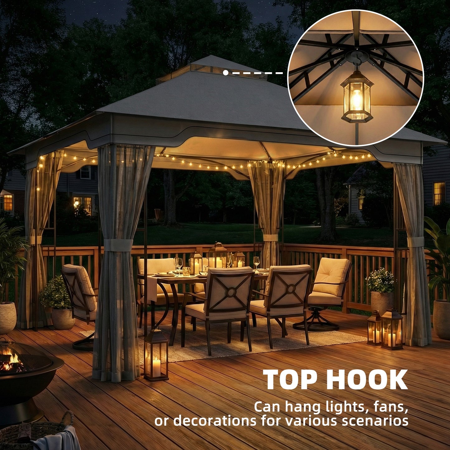 Outsunny 3.3 x 3.3 m Outdoor Garden Gazebo with Post Shelves UPF50 Plus Patio Pavilion Dark Grey
