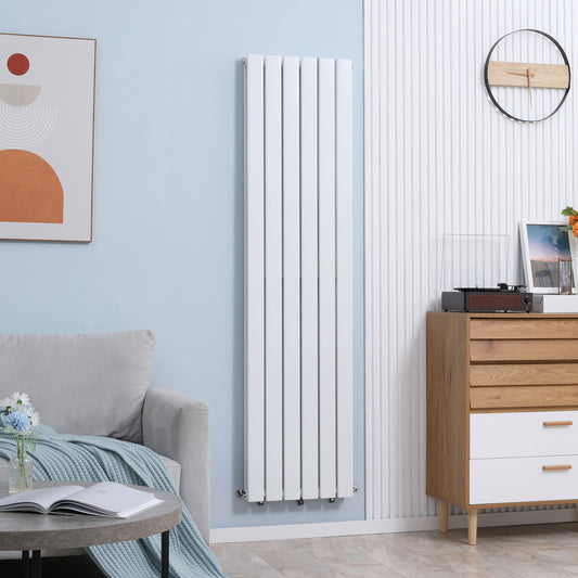 HOMCOM Slim Wall-Mounted Water-Filled Panel Heater - Stylish Central Heating Solution for Bedroom and Home Office, White - ALL4U RETAILER LTD