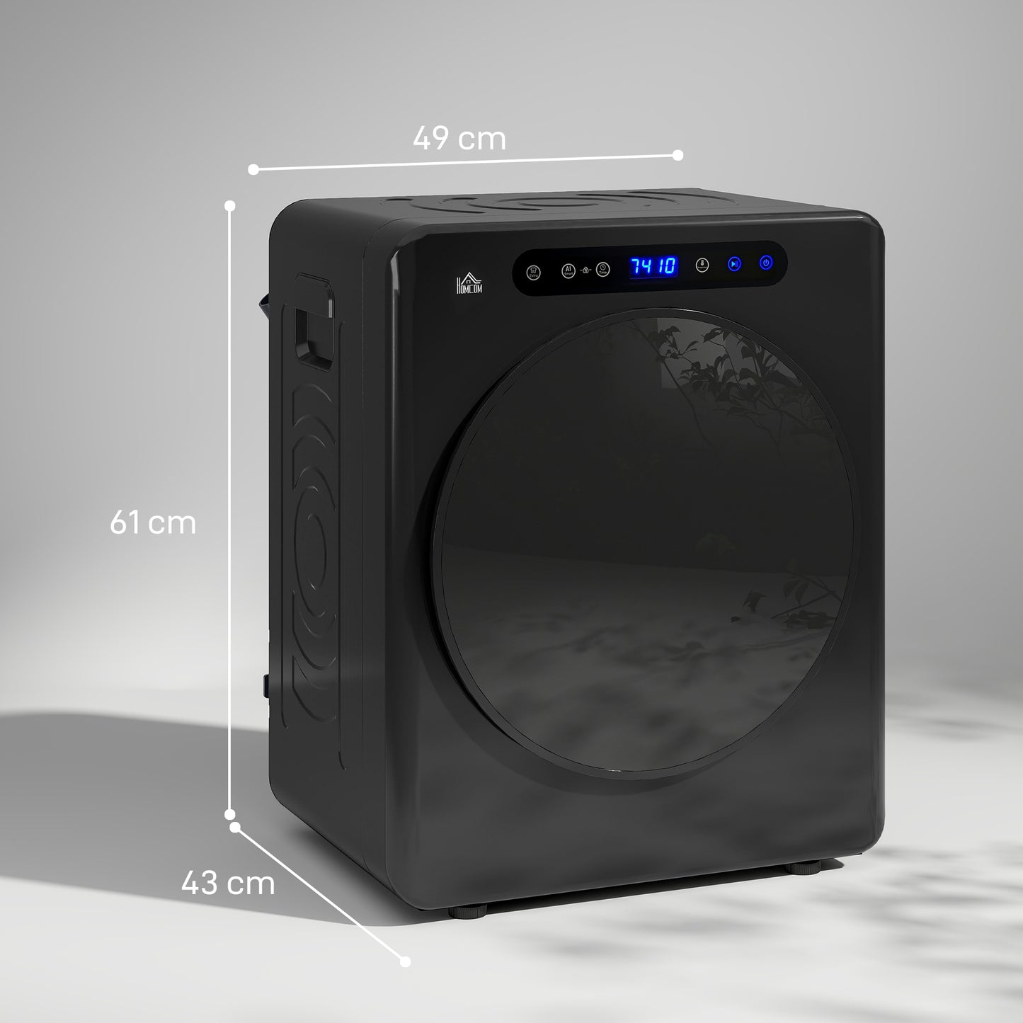 HOMCOM 4kg Compact Tumble Dryer With 40 To 60 Celsius Temperature Range Space Saving Black