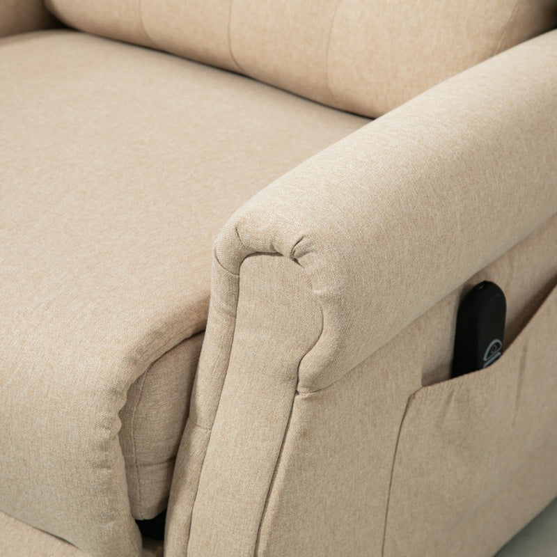 HOMCOM 45 Degree Lifting Riser Recliner Armchair Beige With 150 Degree Recline And Footrest