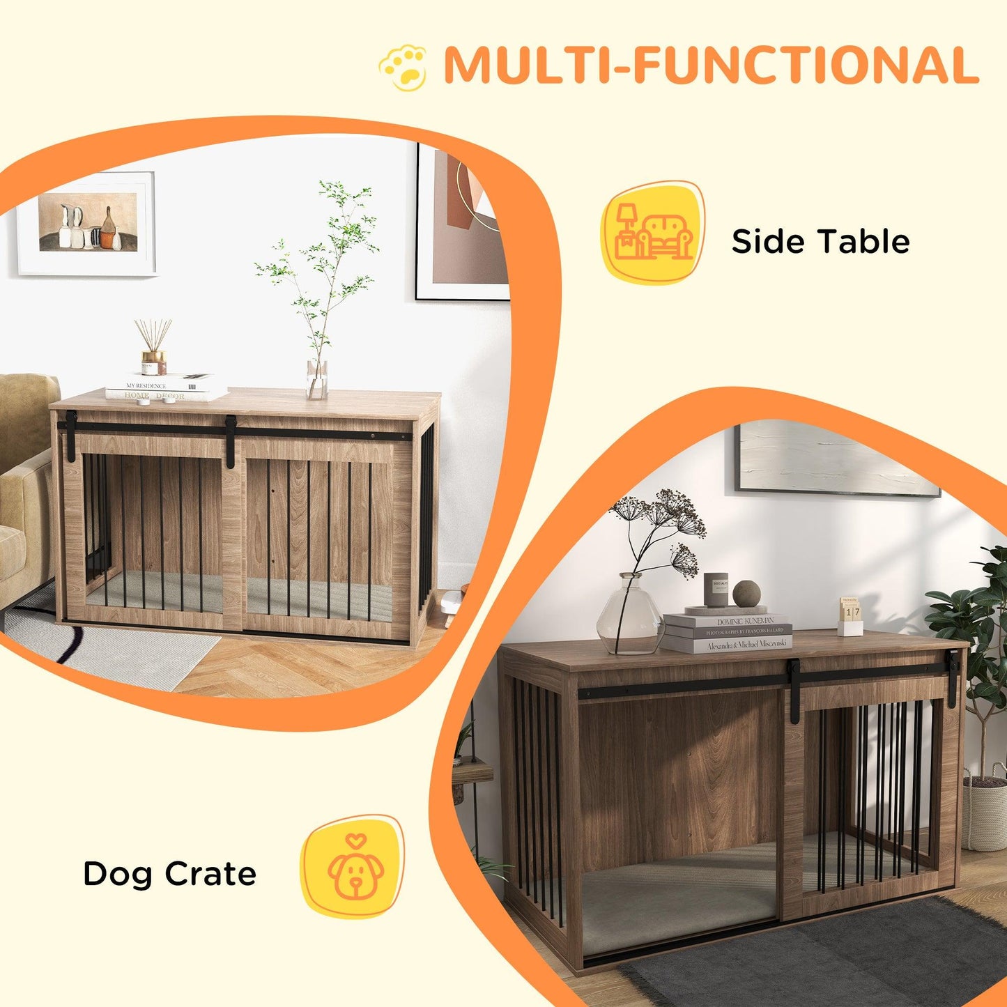 PawHut Dog Crate Furniture for Large Dogs, 100 x 60 x 63 cm, Brown - ALL4U RETAILER LTD