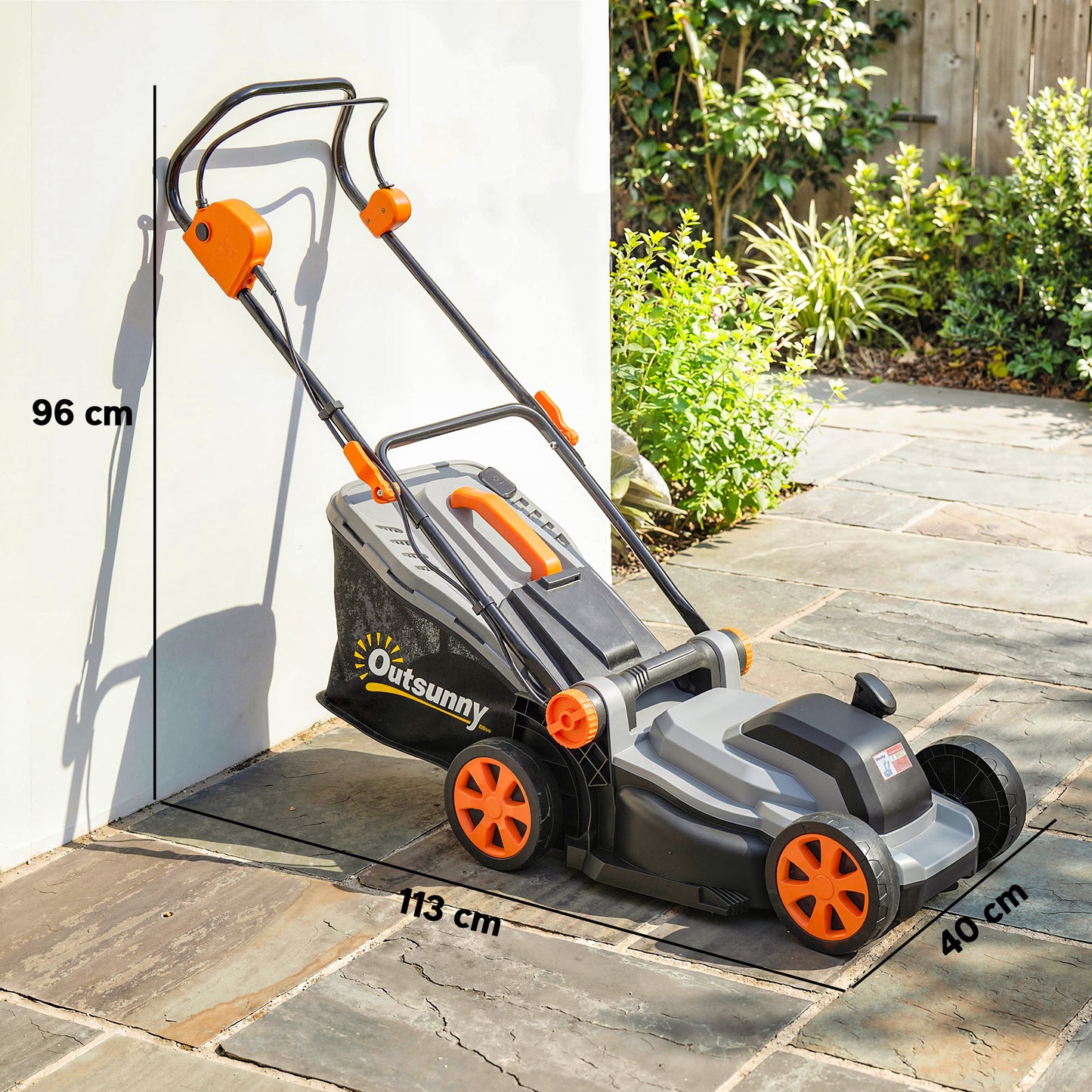 Outsunny 18V Cordless Lawn Mower With 2 X 4Ah Batteries 34cm Cutting Width Mulching Feature