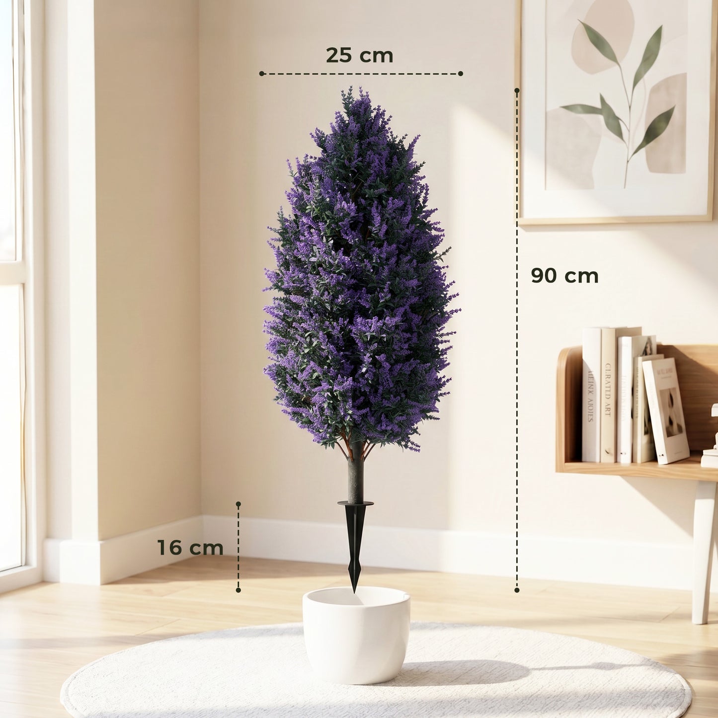 HOMCOM Set of 2 Artificial Lavender Flowers with Stakes UV Resistant Indoor and Outdoor Garden Decor 90 cm Blue