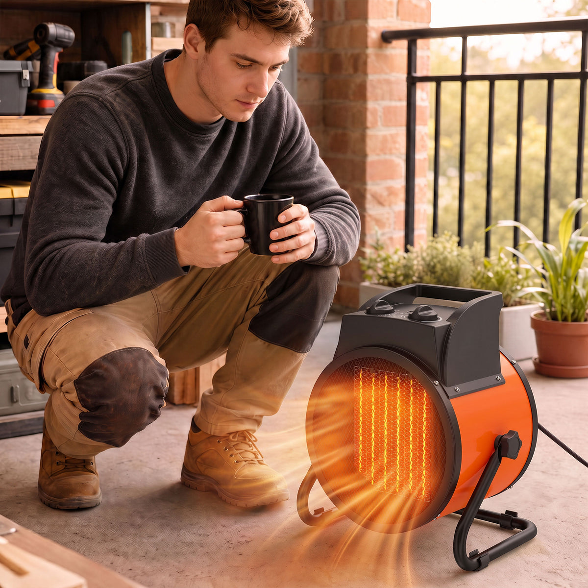 Outsunny 5000W Electric Ceramic Heater With Tilt Function And Thermostat