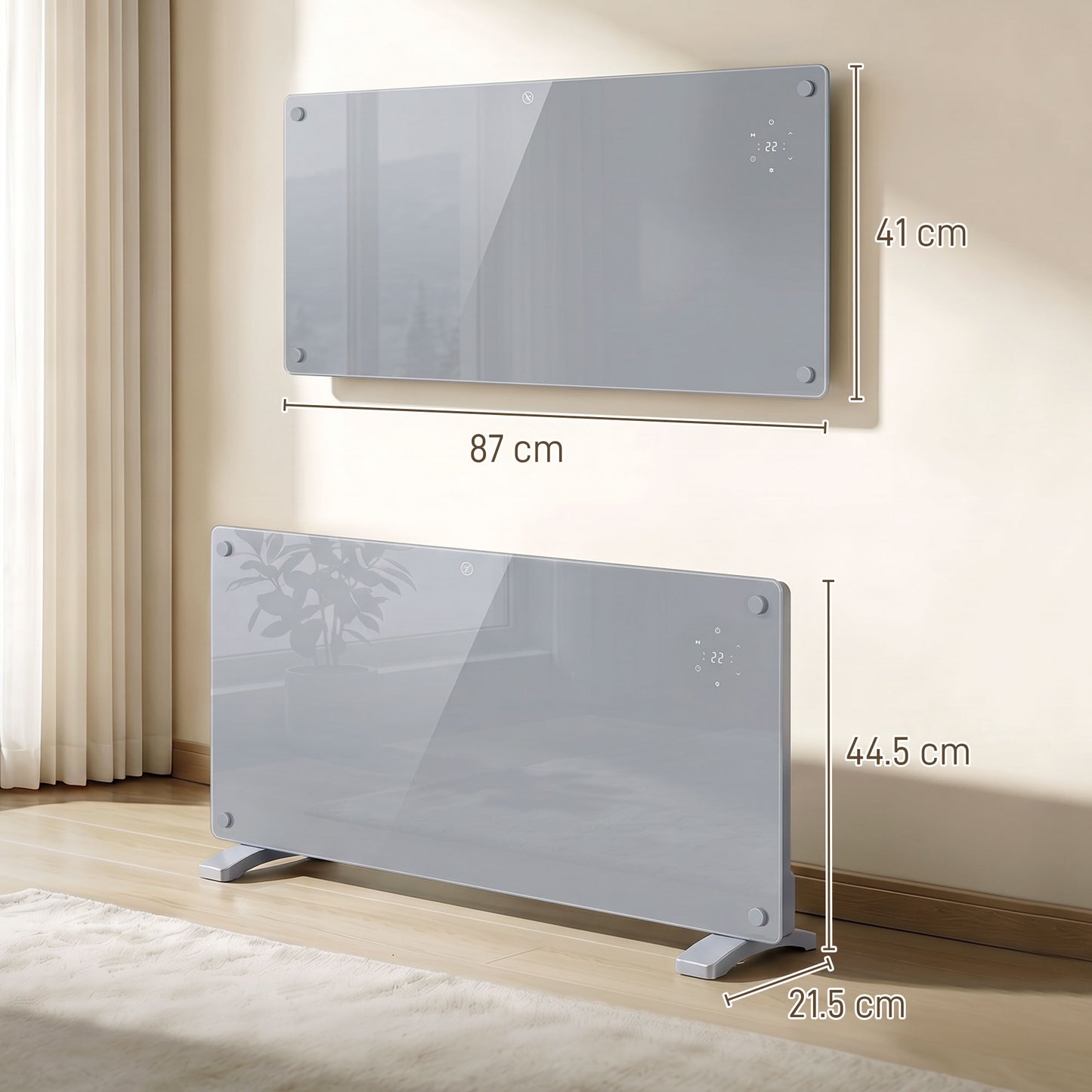 HOMCOM 2000W Smart Panel Heater With Wall Mount Timer And Anti Frost