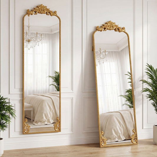 HOMCOM Full Length Floor Mirror 50 By 160 cm With Baroque Gold Tone Metal Frame For Bedroom Living Room Dressing Room