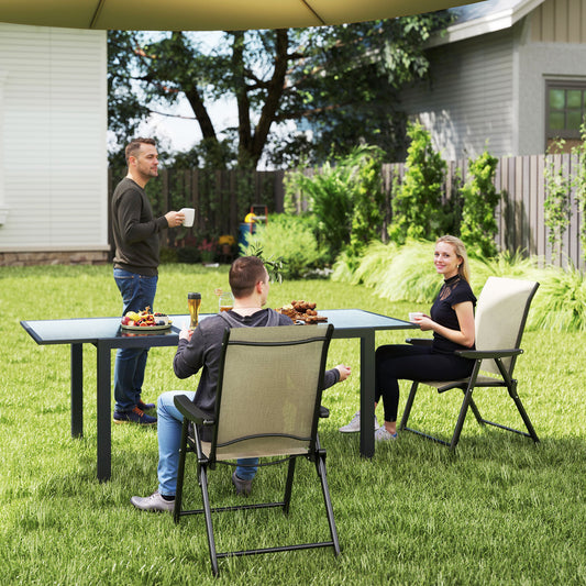 Outsunny Set of Two Folding Outdoor Chairs Brown Black for Garden Patio with Breathable Mesh Seats