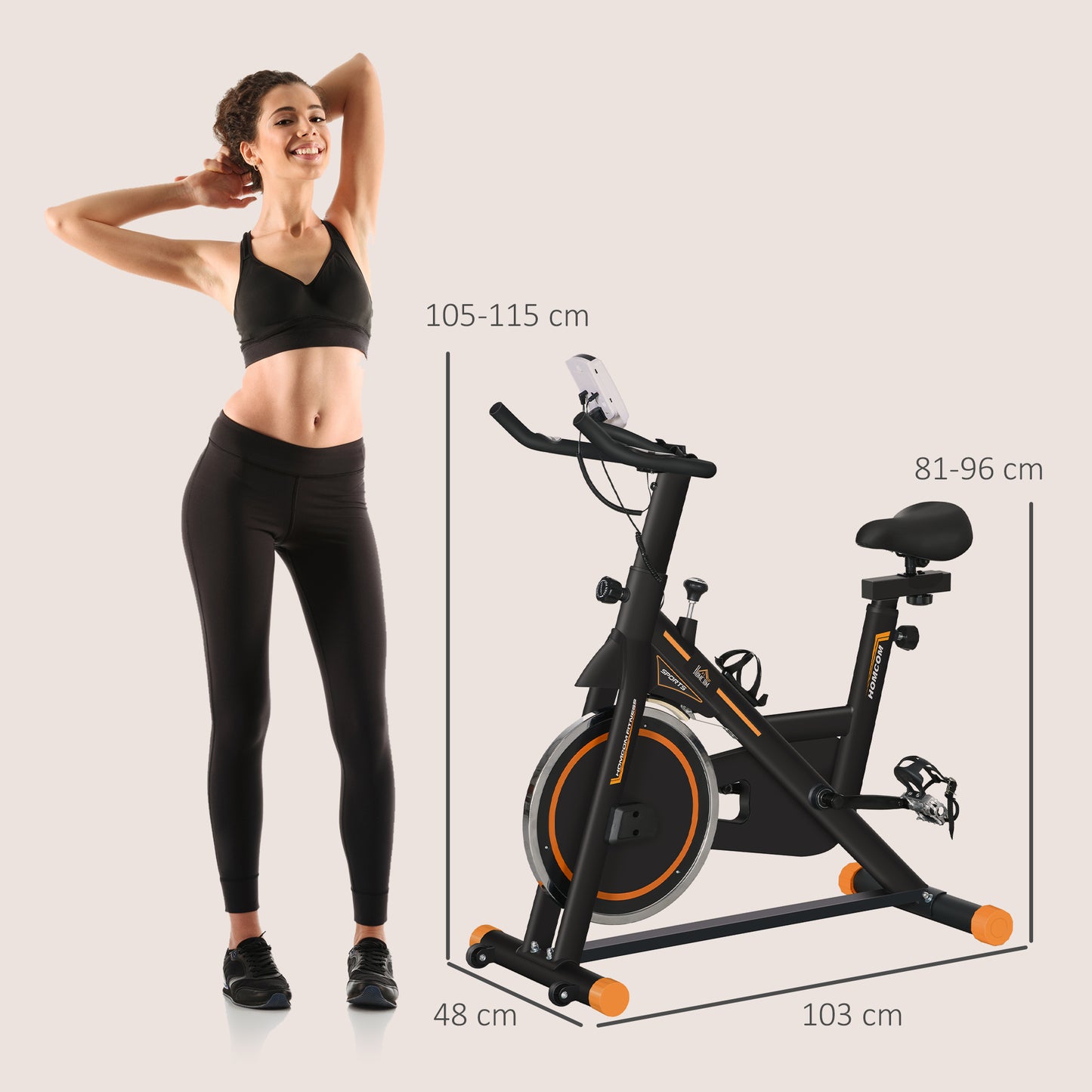 HOMCOM Indoor Cycling Stationary Bike with LCD Display & Heart Rate Monitor for Home Fitness - ALL4U RETAILER LTD