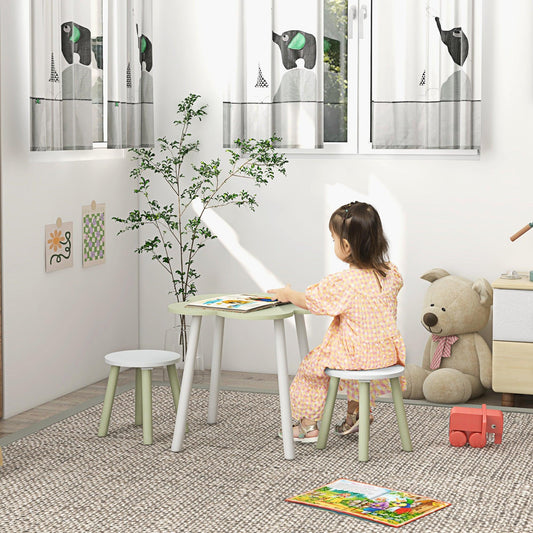 ZONEKIZ 3 Piece Kids Table and Chair Sets, Flower Design Children Furniture Set for Bedroom, Nursery, Playroom, Yellow - ALL4U RETAILER LTD