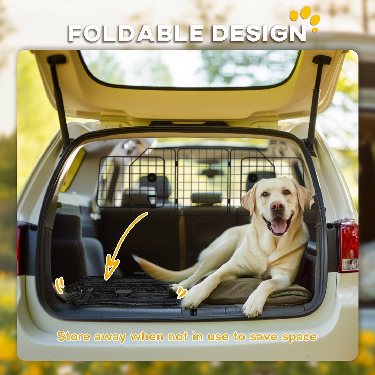 PawHut Adjustable Car Dog Barrier – Fits 93-150cm Width