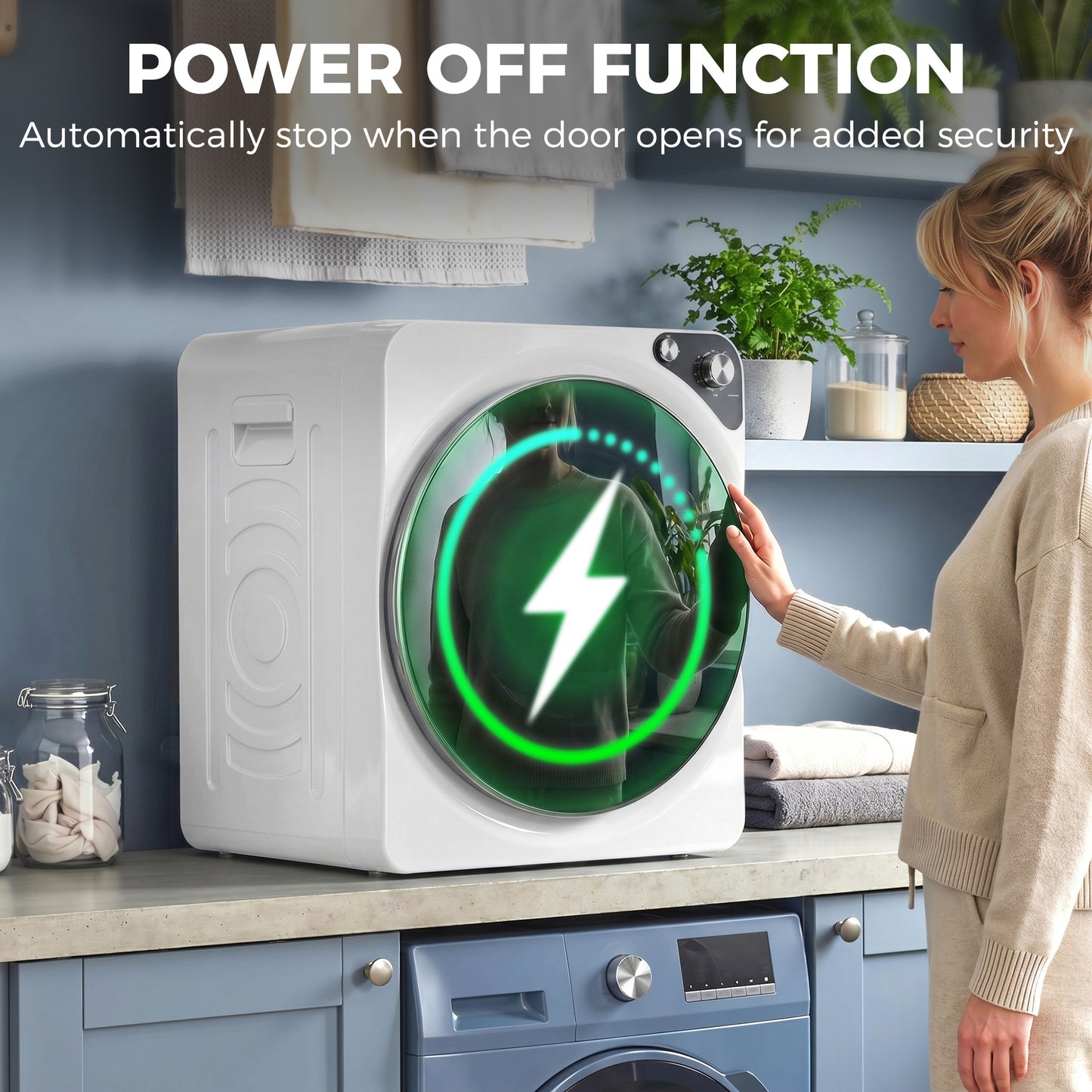 HOMCOM 5kg Vented Tumble Dryer 1000W Compact With 5 Drying Modes Stainless Steel Drum White