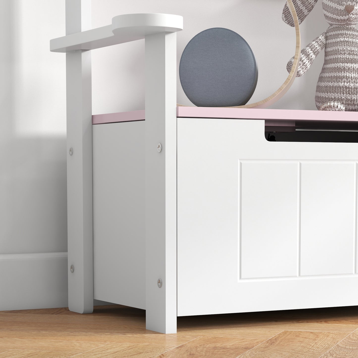 AIYAPLAY 2 In 1 Toy Box With Lid Kids Storage Bench Pink For Bedroom Nursery Playroom