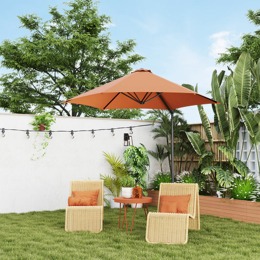 Outsunny 2.5m Rotating Cantilever Parasol With Base Orange 256 cm Canopy And 360 Degree Rotation