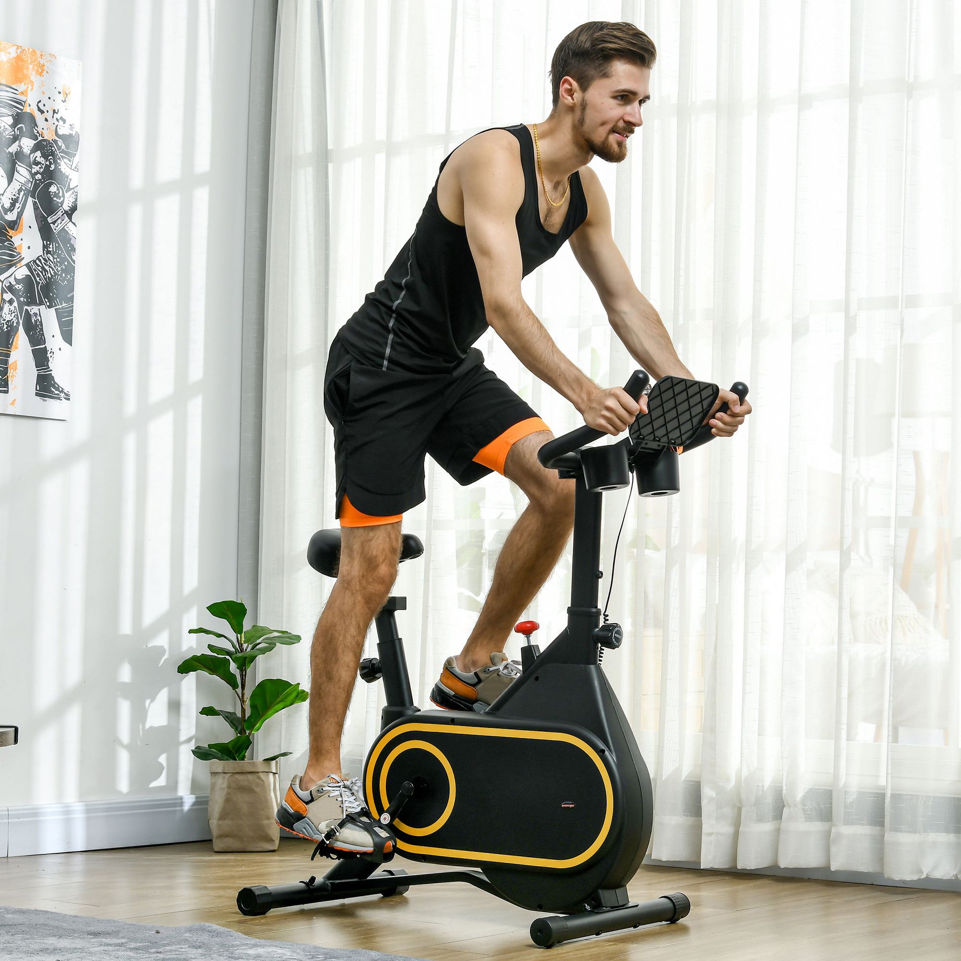 SPORTNOW Silent Magnetic Exercise Bike with Adjustable Resistance, LCD Monitor, and Tablet Holder - ALL4U RETAILER LTD