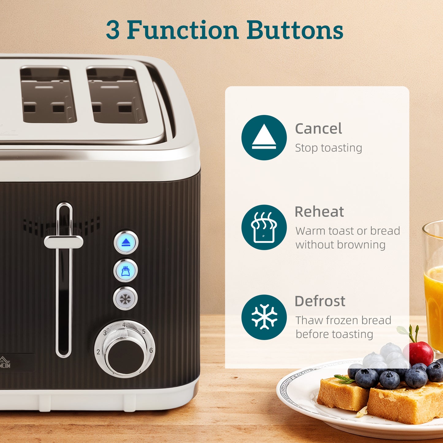 HOMCOM Electric Kettle and Toaster Set 3000W 1.7L Strix Thermostat Limescale Filter Cool Touch 7 Browning Levels Black