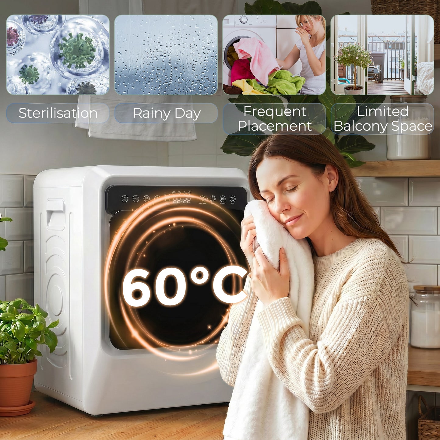 HOMCOM 5kg Vented Tumble Dryer 1000W Compact Smart Drying Freestanding Stackable Clothes Dryer