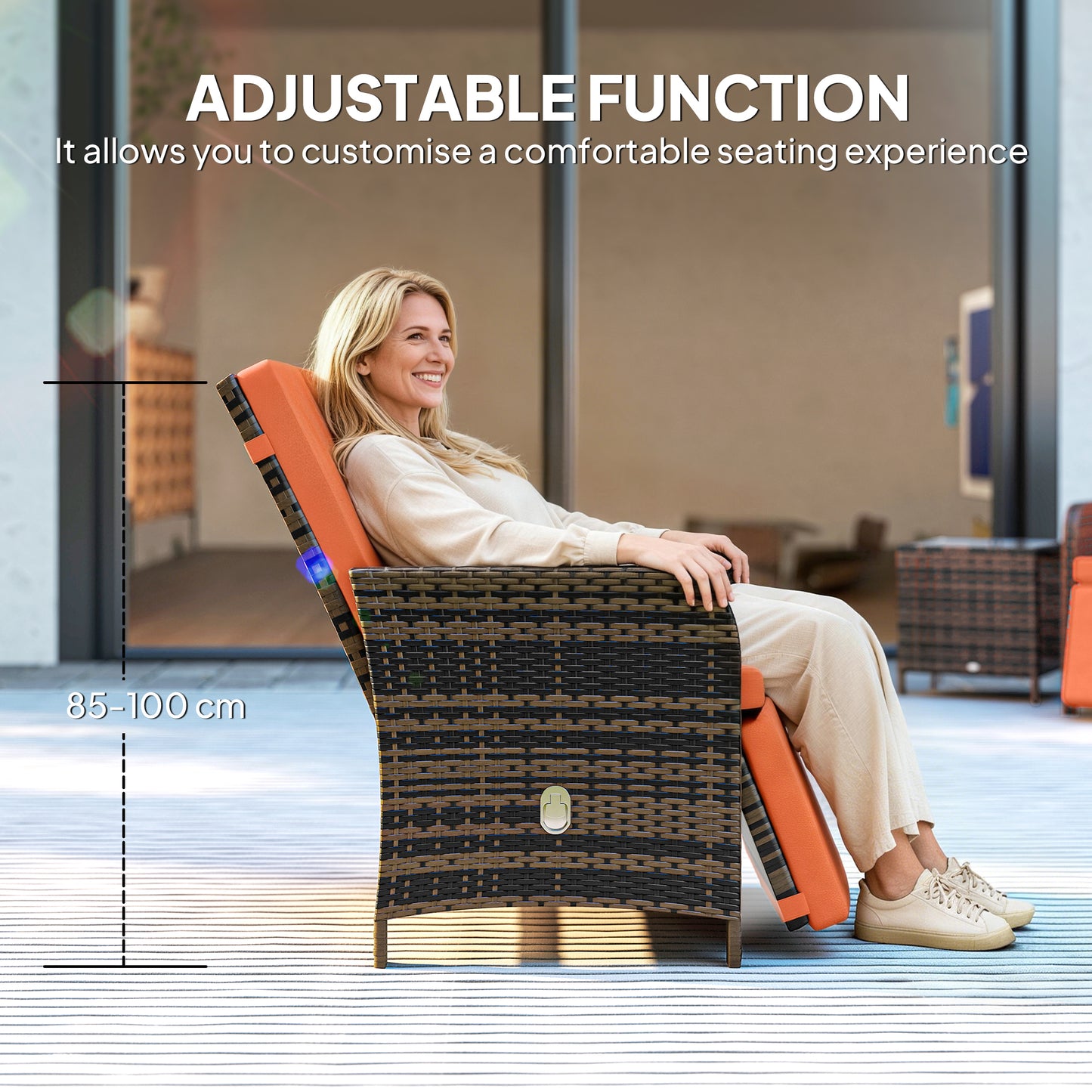 Outsunny 3 Piece Rattan Bistro Set With Cushions And Storage Function For Balcony Orange
