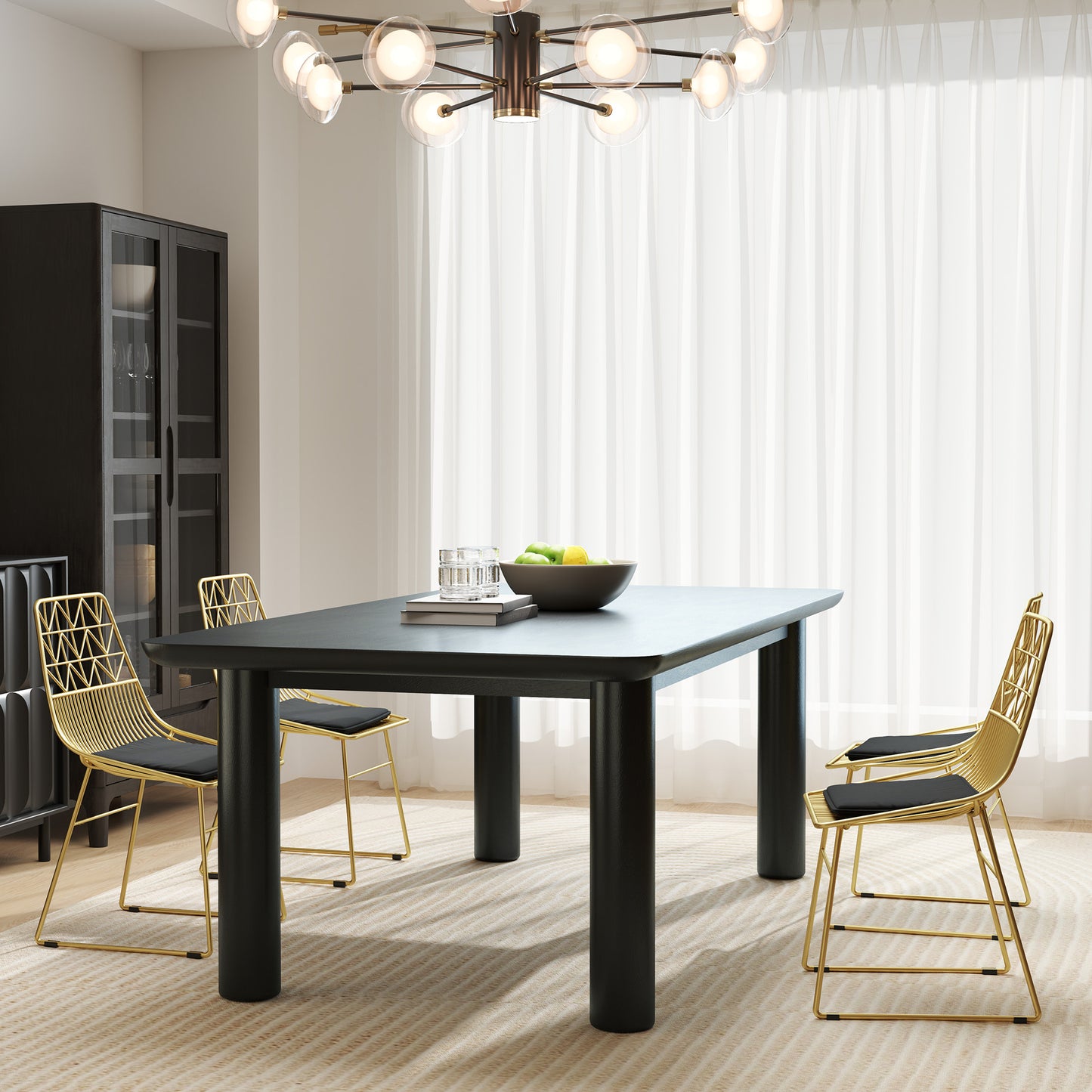 HOMCOM Luxurious Dining Chairs Set Of 4 Gold Tone Metal Wire Kitchen Chairs With Removable Velvet Cushions