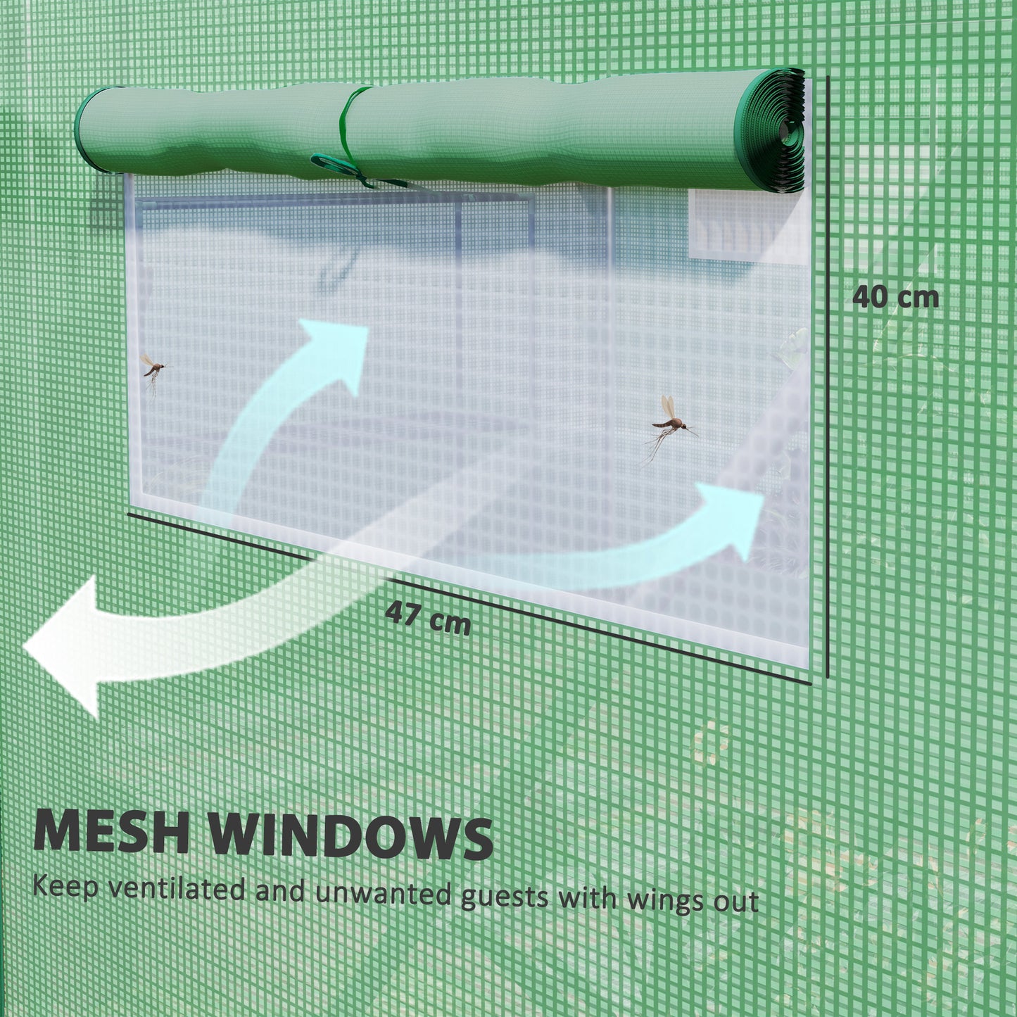 Outsunny 13 x 9.8 ft Walk-In Polytunnel Greenhouse With Roll-Up Doors And Mesh Windows 140gsm Cover