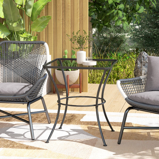 Outsunny 60cm Square Garden Table Outdoor Metal Bistro Side Desk With Mesh Top Black