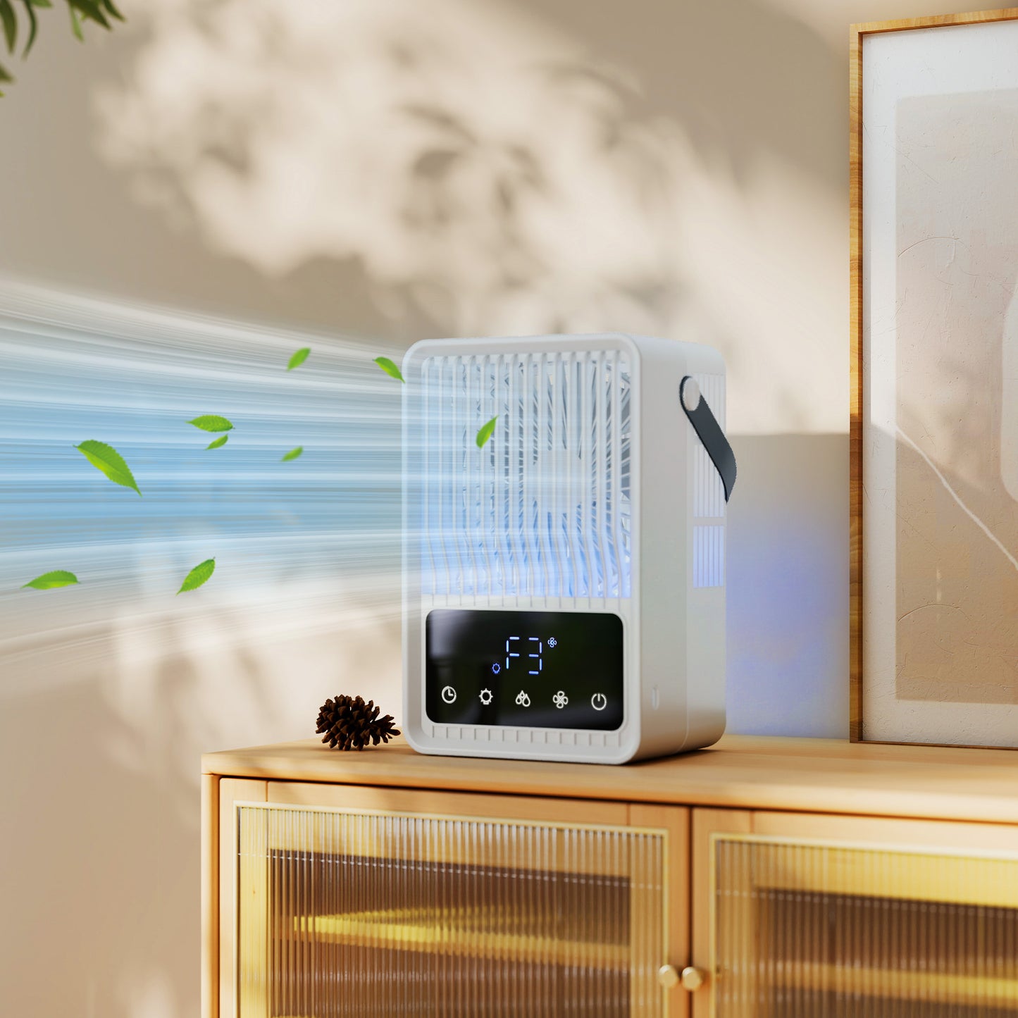 HOMCOM Portable Air Conditioner 4 in 1 Mini Air Cooler with 3 Wind Speeds 2 Mist Modes 7 Colour RGB Light Black