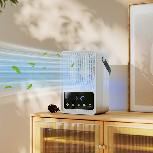 HOMCOM Portable Air Conditioner 4 in 1 Mini Air Cooler with 3 Wind Speeds 2 Mist Modes 7 Colour RGB Light Black