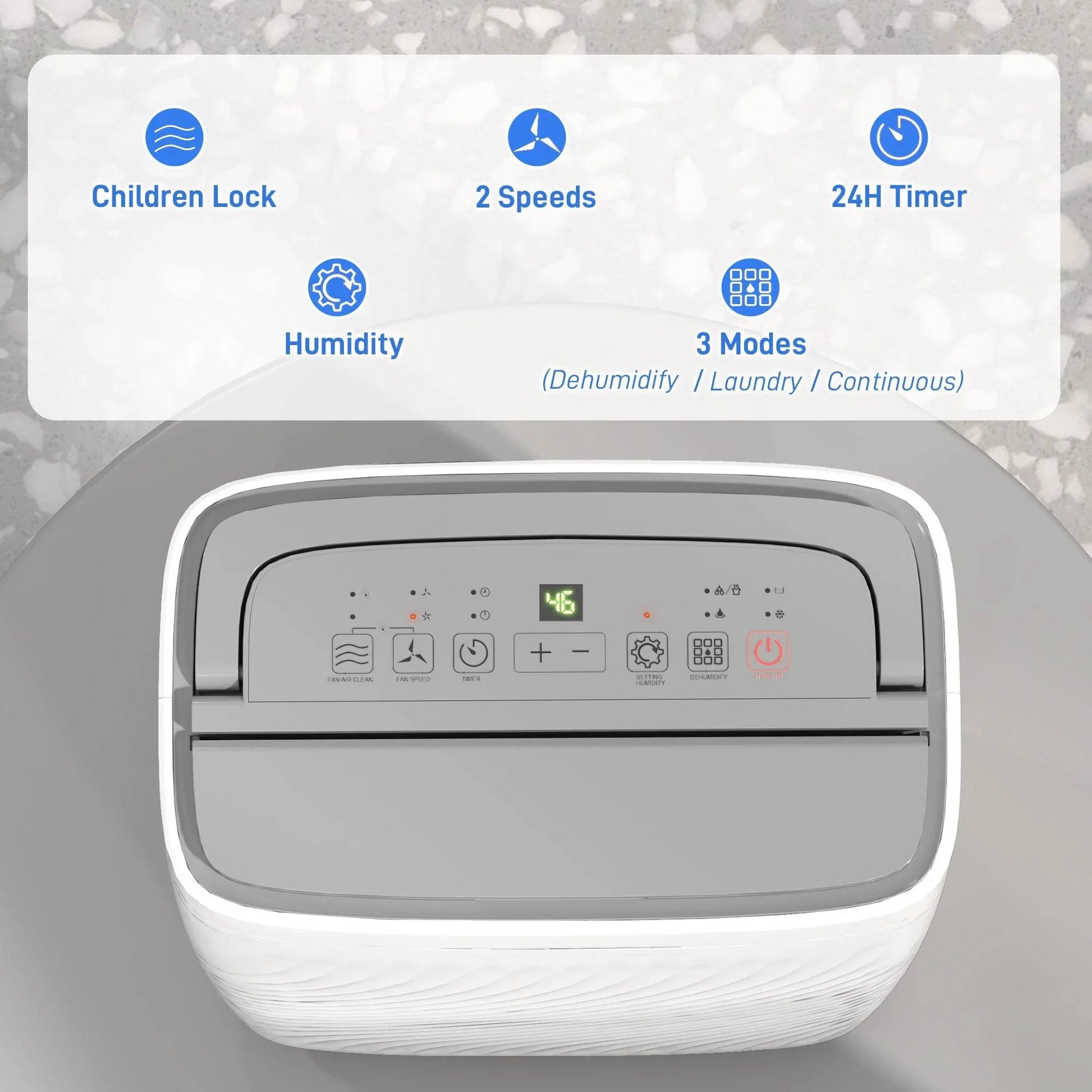 HOMCOM 16L Capacity Dehumidifier with Carbon Filter, Continuous Drainage, 5.5L Tank, 24-Hour Timer, Humidity Indicator, Ideal for Home, Bedroom, and Laundry Drying - ALL4U RETAILER LTD