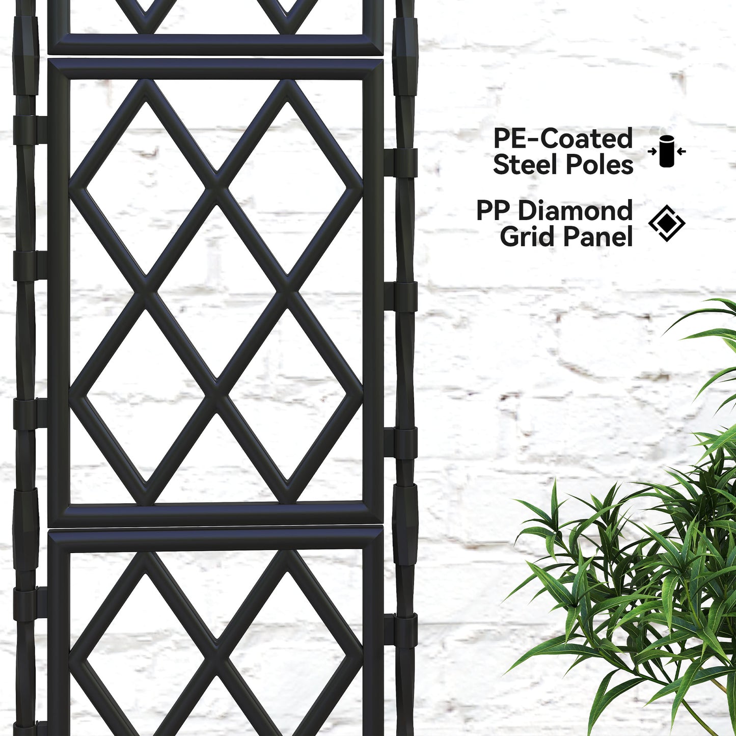 Outsunny Foldable Garden Trellis Lattice Climbing Support For DIY Assembly 85x197 Cm Black