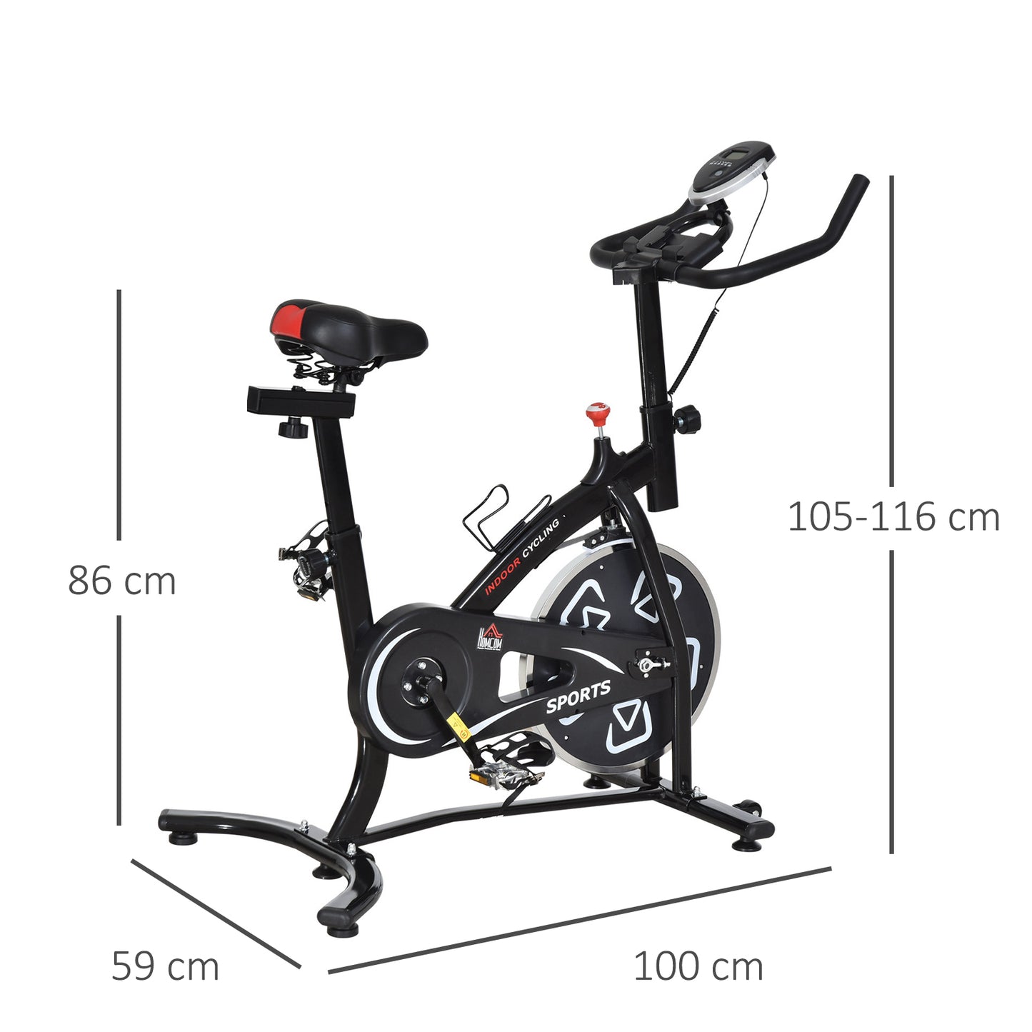 HOMCOM Heavy Duty Steel Exercise Bike with 8-Level Resistance and LCD Monitor - Black - ALL4U RETAILER LTD