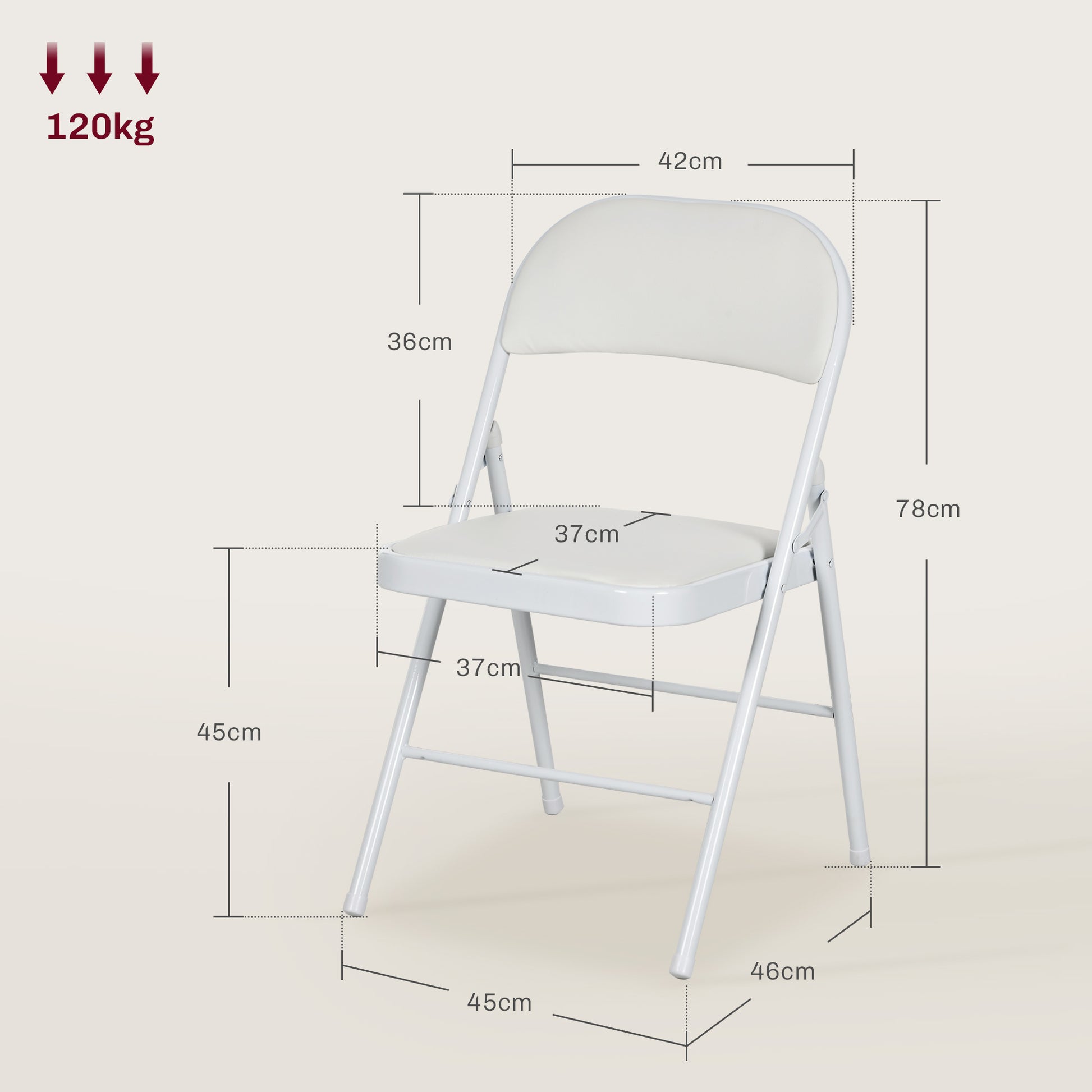 HOMCOM Set of 2 Stylish White Cushioned Folding Chairs - ALL4U RETAILER LTD