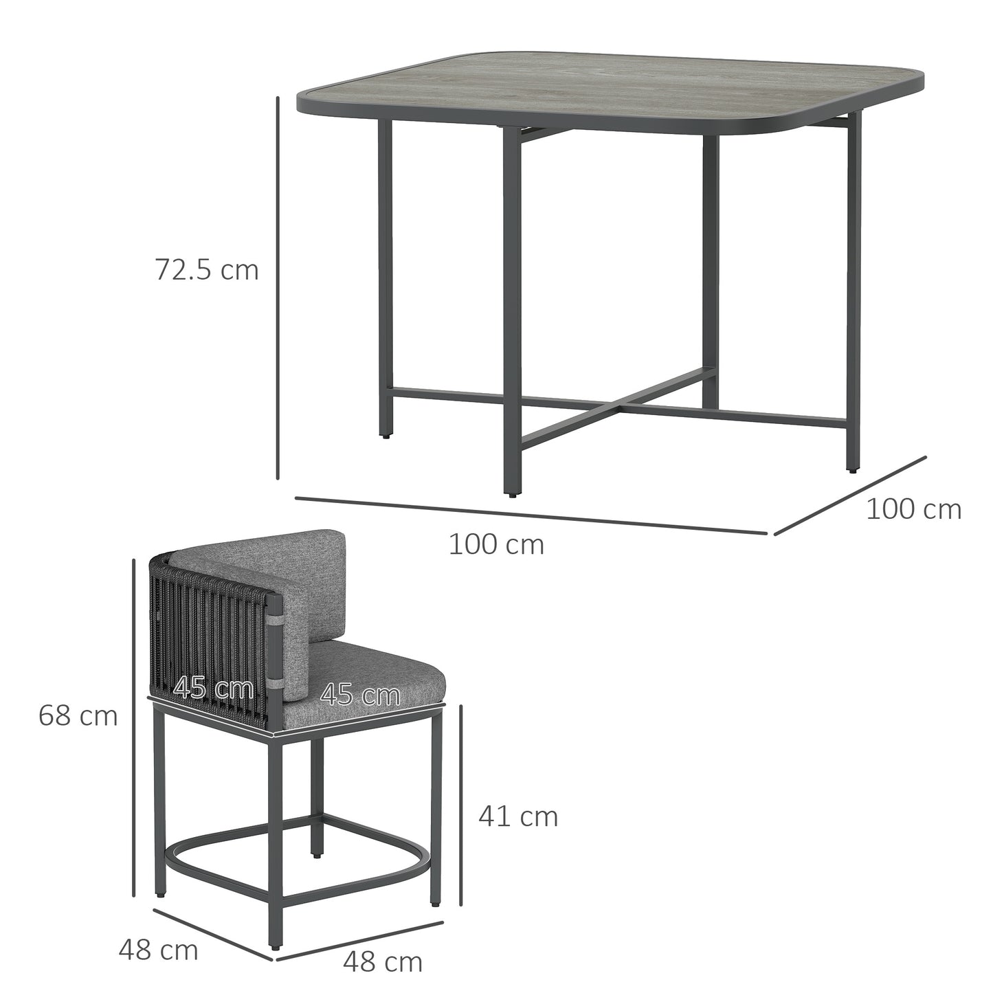Outsunny 4 Seater Rattan Cube Garden Furniture Set With Cushions Charcoal Grey Outdoor Patio Lounge Set