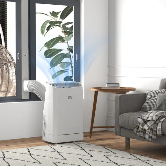 HOMCOM 14,000 BTU Mobile Air Conditioner - Smart Home WiFi, Dehumidifier, Fan, 24H Timer, Window Kit - Cooling for 35m², White - ALL4U RETAILER LTD